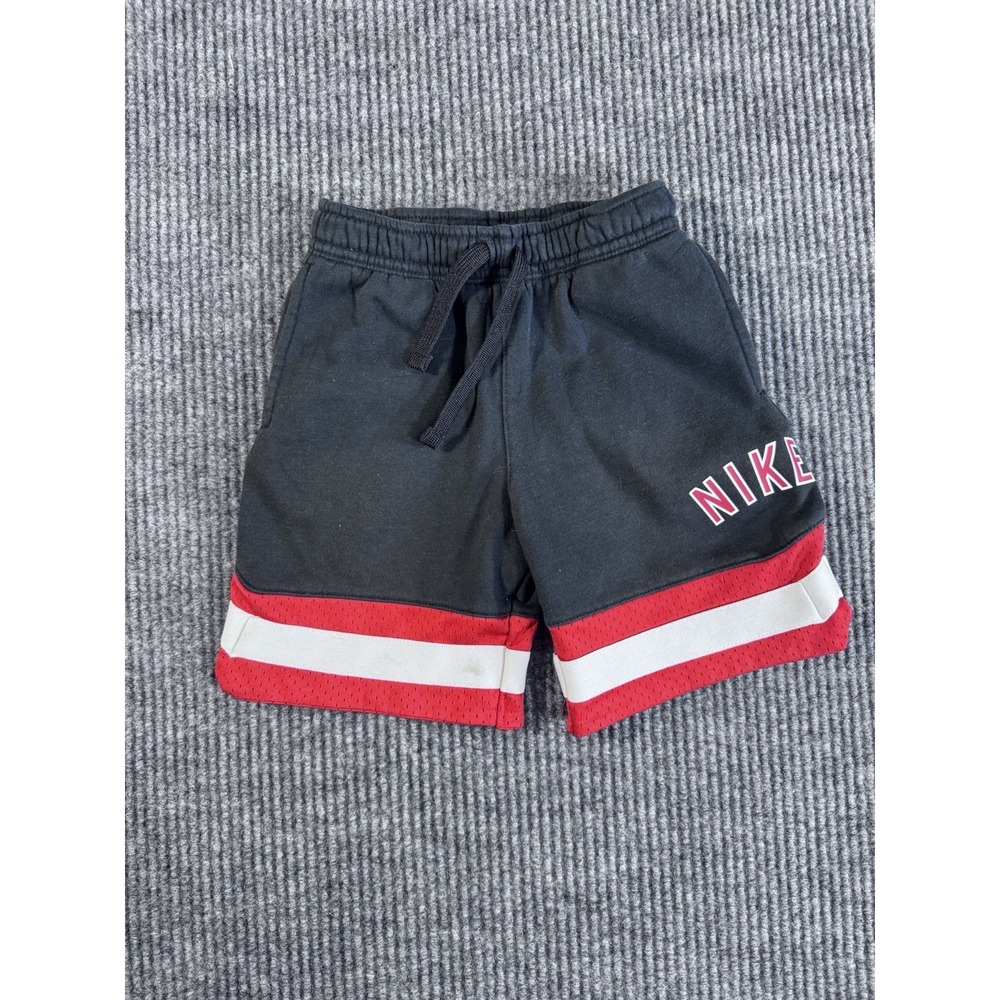 Nike Air Boys' Athletic Shorts Black Red‎ White Drawstring 4-5 Yrs